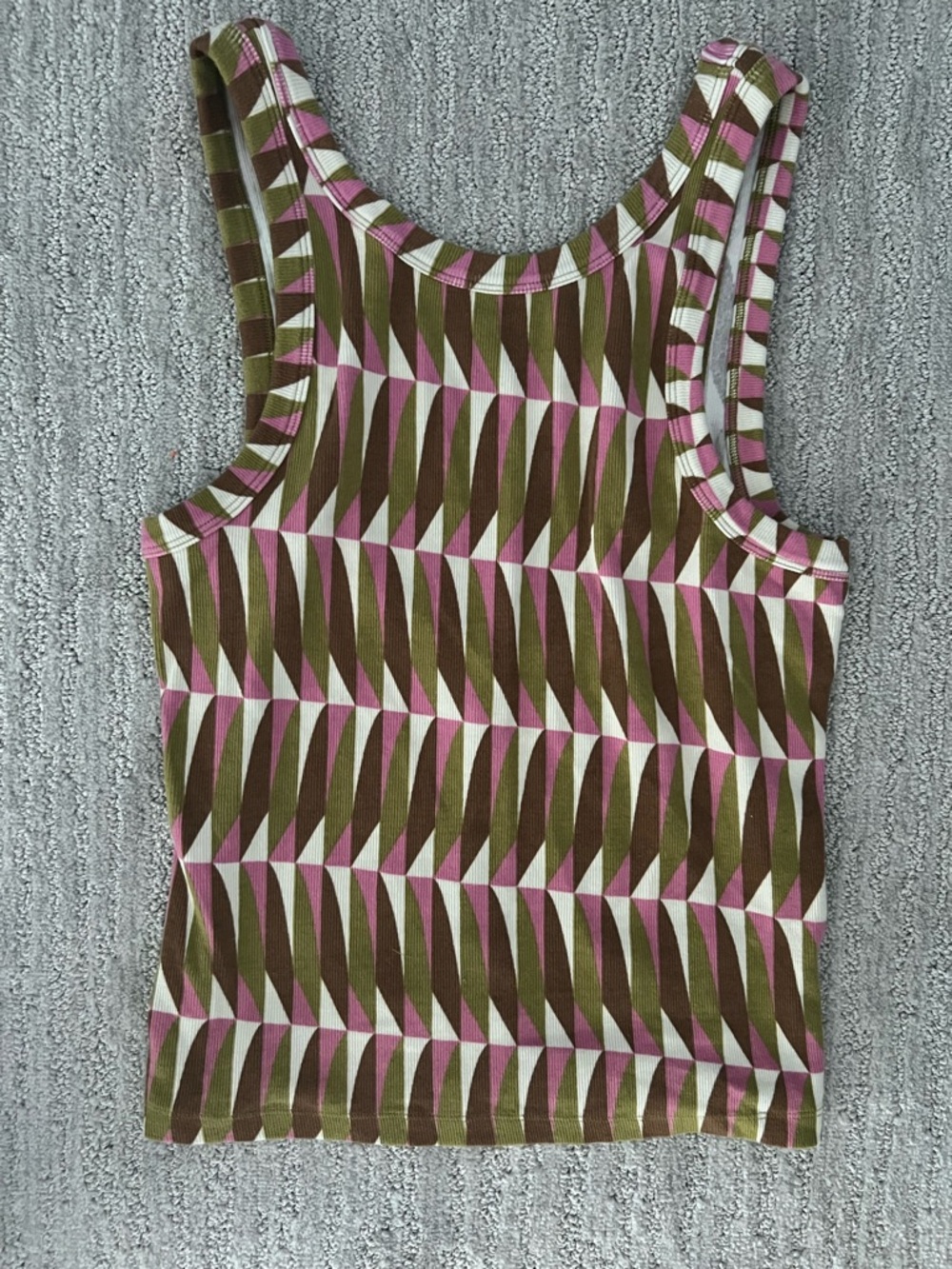 Splendid x Mary lawless Lee Geometric Tank Top in Pink, Olive & White